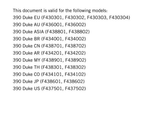 KTM 2015 - 390 Duke - Service Workshop Repair Manual