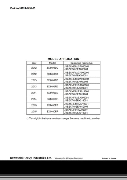 Kawasaki ZZR1400 ZZR 1400 ABS Ninja ZX-14R - 2012 2013 2014 2015 Workshop Service Repair Manual