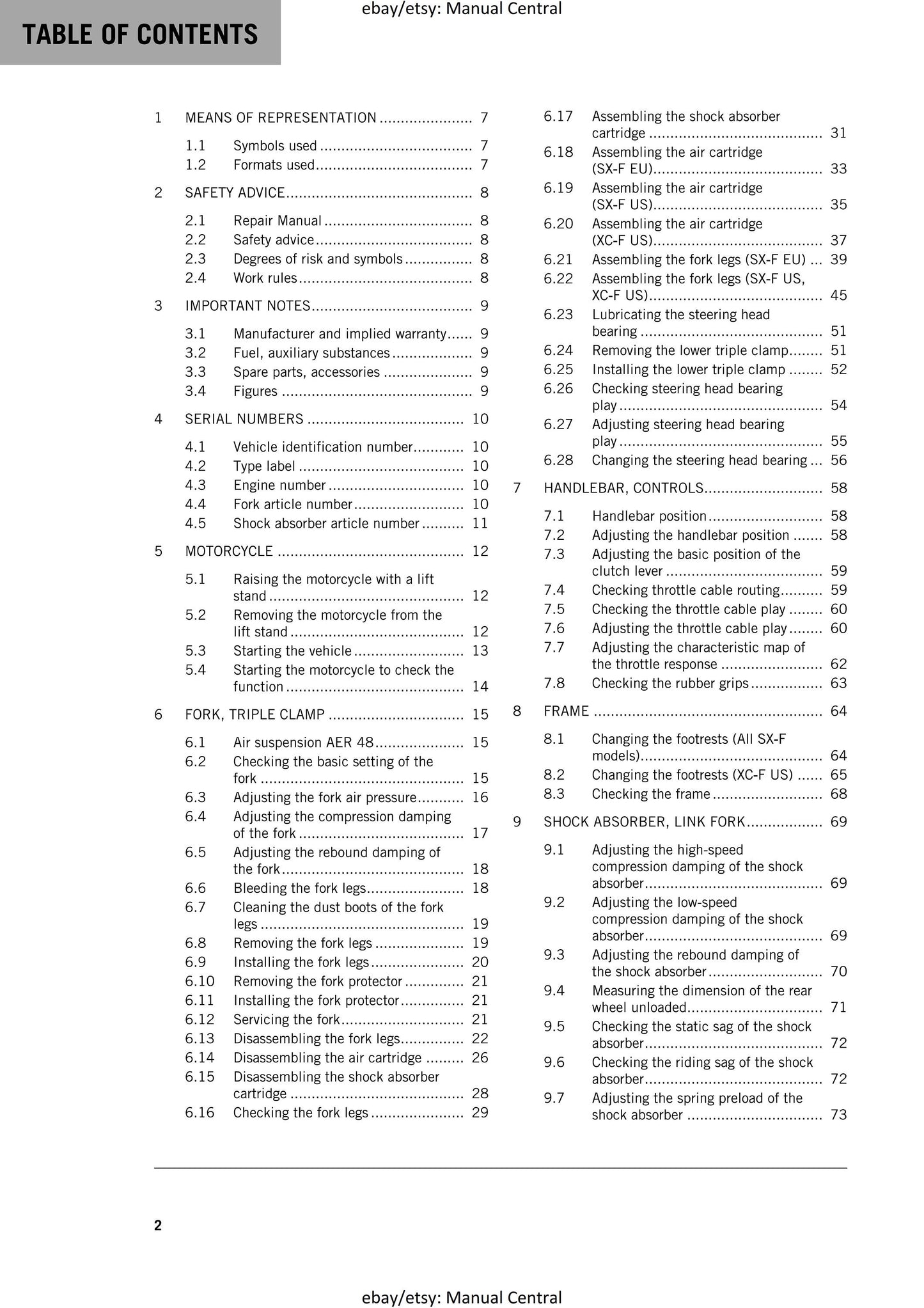 KTM 2018 - 350 SX-F XC-F - Service Workshop Repair Manual