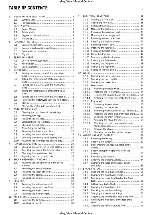 2012 KTM 125 Duke Eu / De, 200 Duke Eu, 200 Duke 2013 Col - Service Workshop Repair Manual
