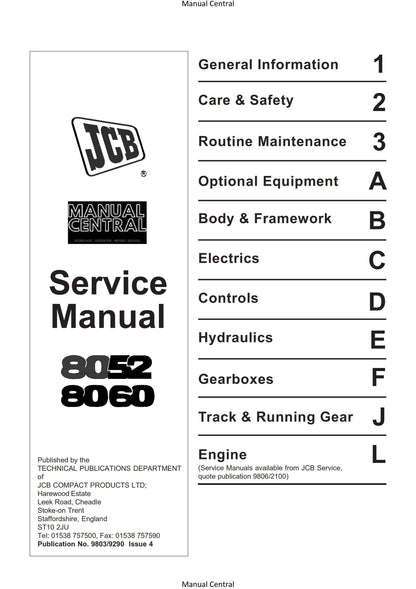 JCB 8052 8060 - Service Workshop Repair Manual