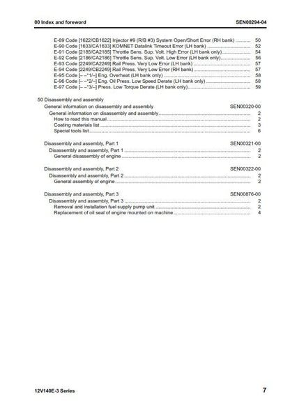 Komatsu Engine 12v140e-3 Series - Shop Manual - Service Workshop Repair Manual