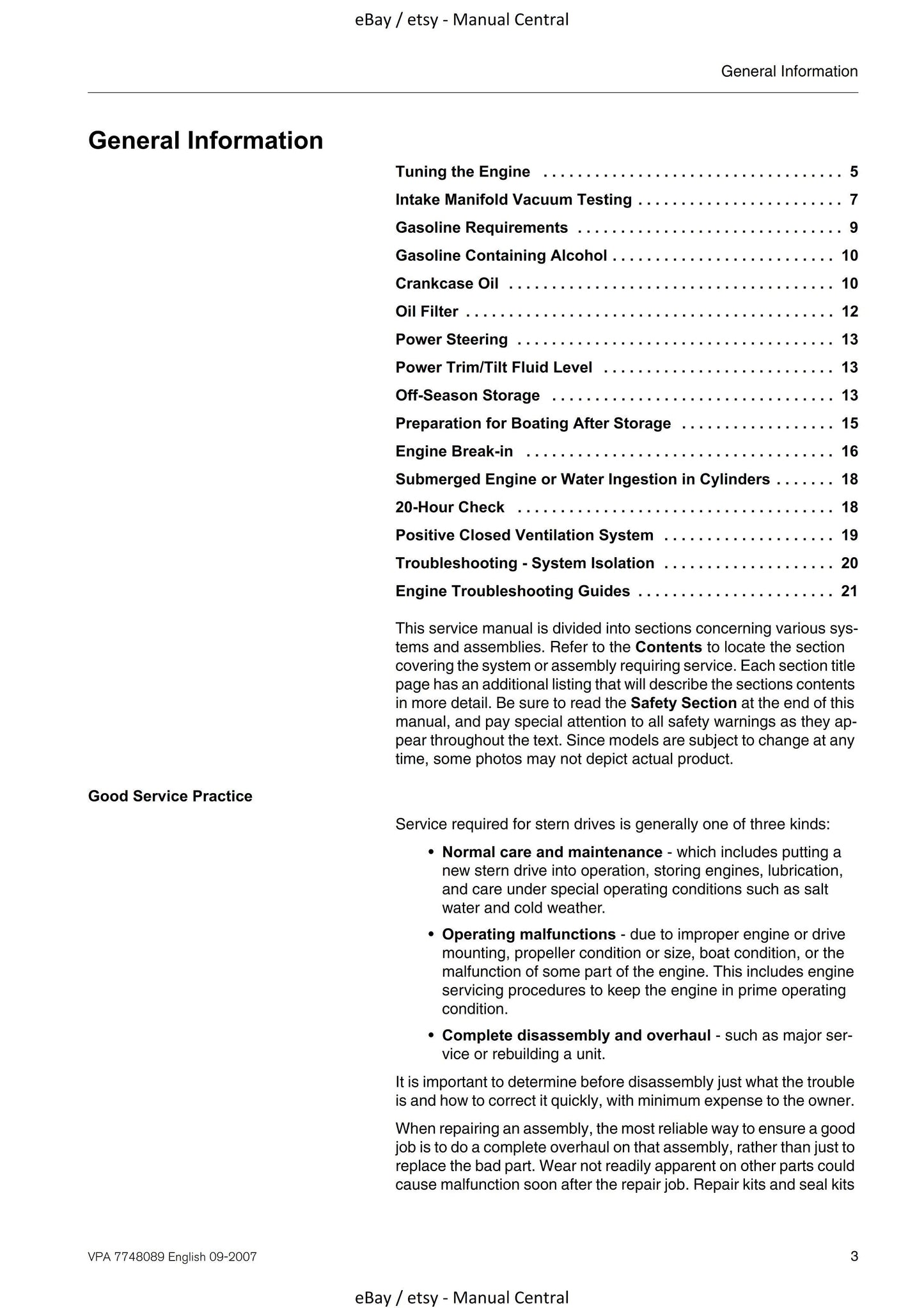 Volvo Penta - Engine - 5.0 5.7 Gl Gi GXi OSi OSXi - Workshop Service Repair Manual - 2007 Edition