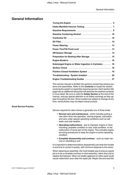 Volvo Penta - Engine - 5.0 5.7 Gl Gi GXi OSi OSXi - Workshop Service Repair Manual - 2007 Edition