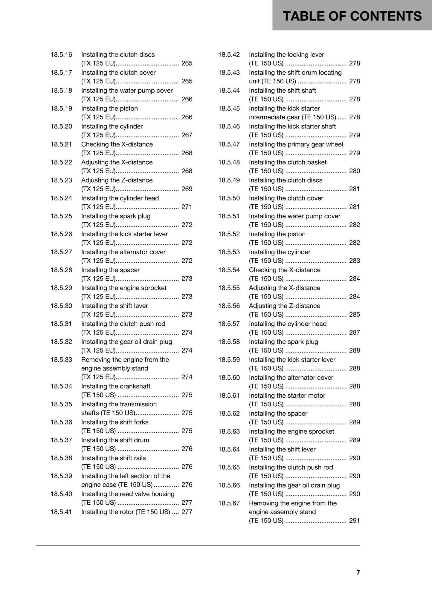 Husqvarna 2018 - TX 125 TE 150 - Workshop Service Repair Manual