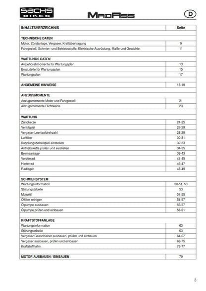Sachs Madass 50 Workshop Service Repair Manual - English & German Language