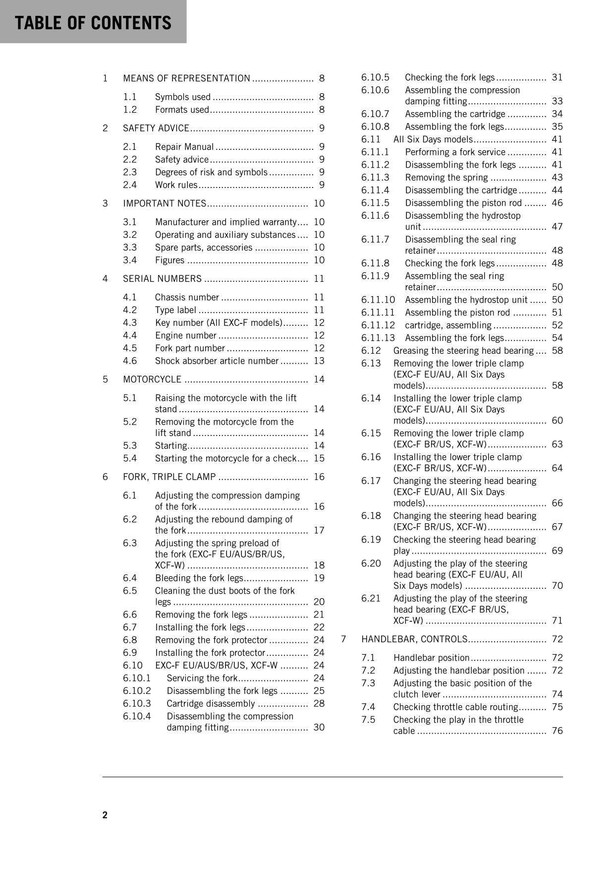 KTM 2016 - 350 EXC-F XCF-W - Service Workshop Repair Manual