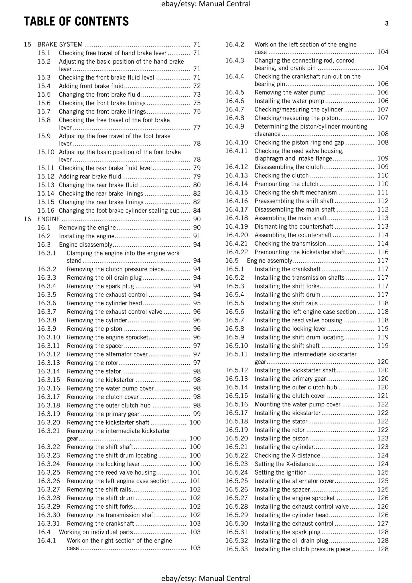 KTM 2016 - 65 SX - Service Workshop Repair Manual