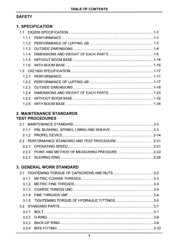 PDF - Kobelco Crawler Crane - CKE1800 CK2000 - Shop Manual - Workshop Service Repair Manual