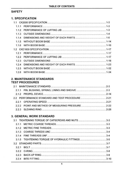 PDF - Kobelco Crawler Crane - CKE1800 CK2000 - Shop Manual - Workshop Service Repair Manual