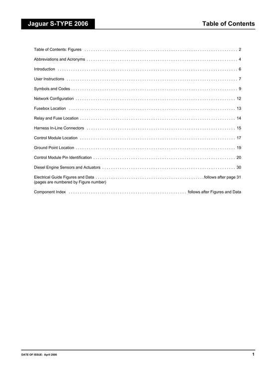 Jaguar S-Type -2006 Model Year - Electrical Guide - Circuit Wiring Diagrams