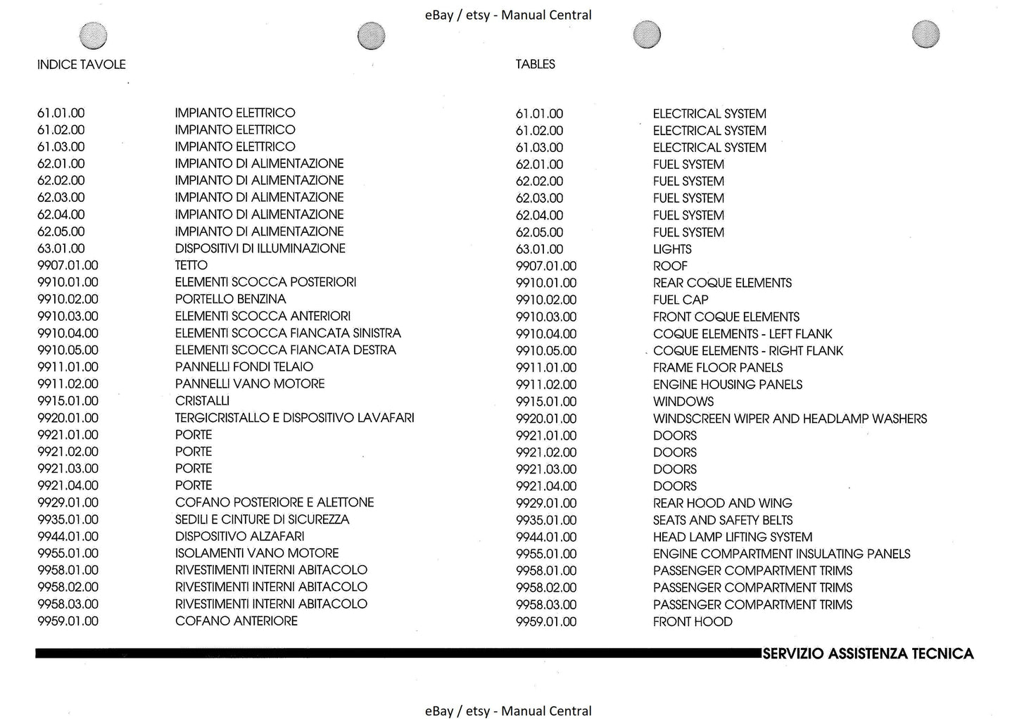 Lamborghini Diablo sv 1996 1997 - parts manual