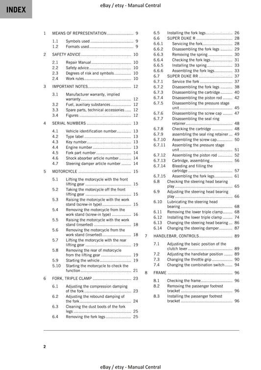 KTM 2023 - 1290 Super Duke R RR - Service Workshop Repair Manual