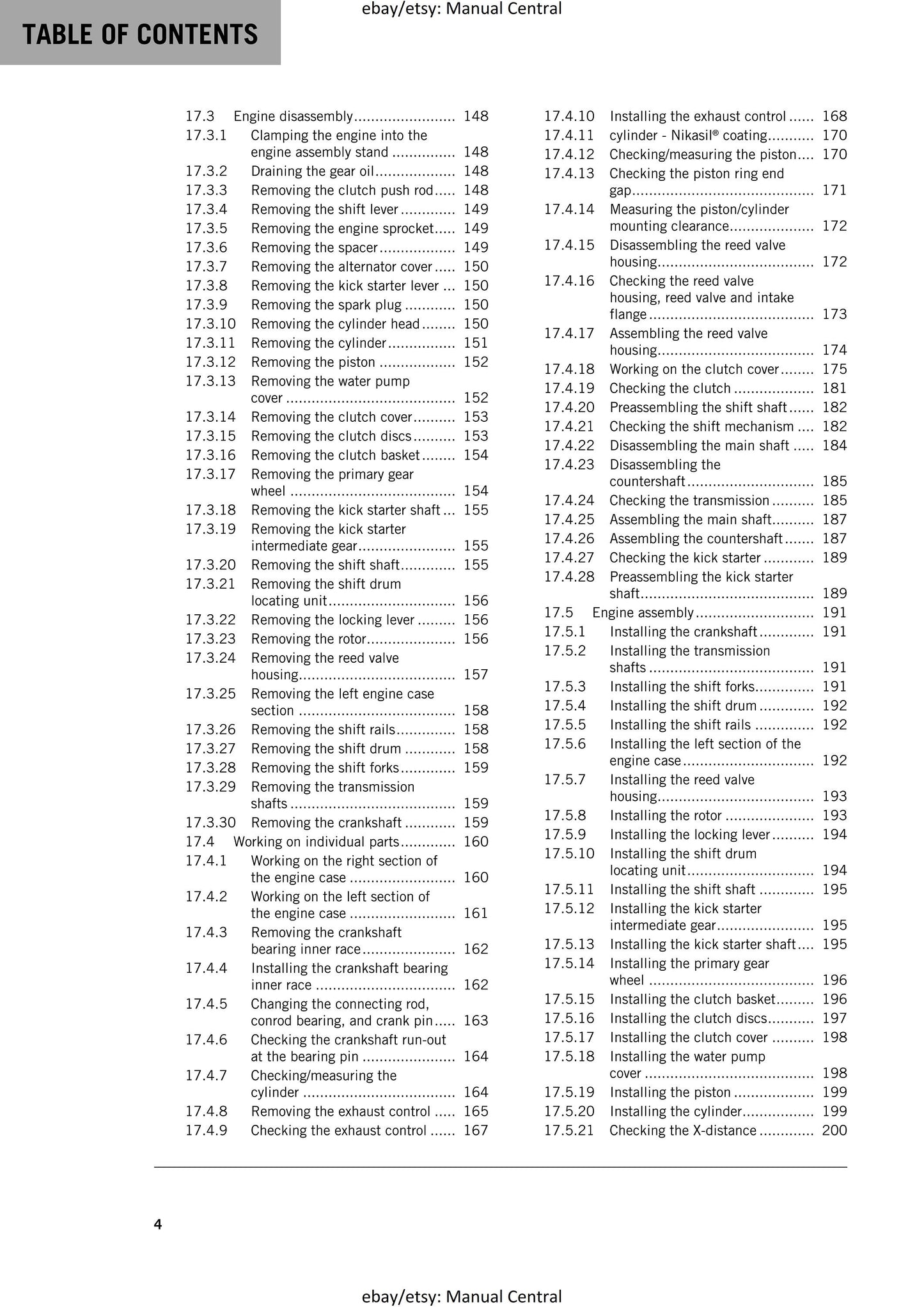 KTM 2017 - 125 150 SX - Service Workshop Repair Manual