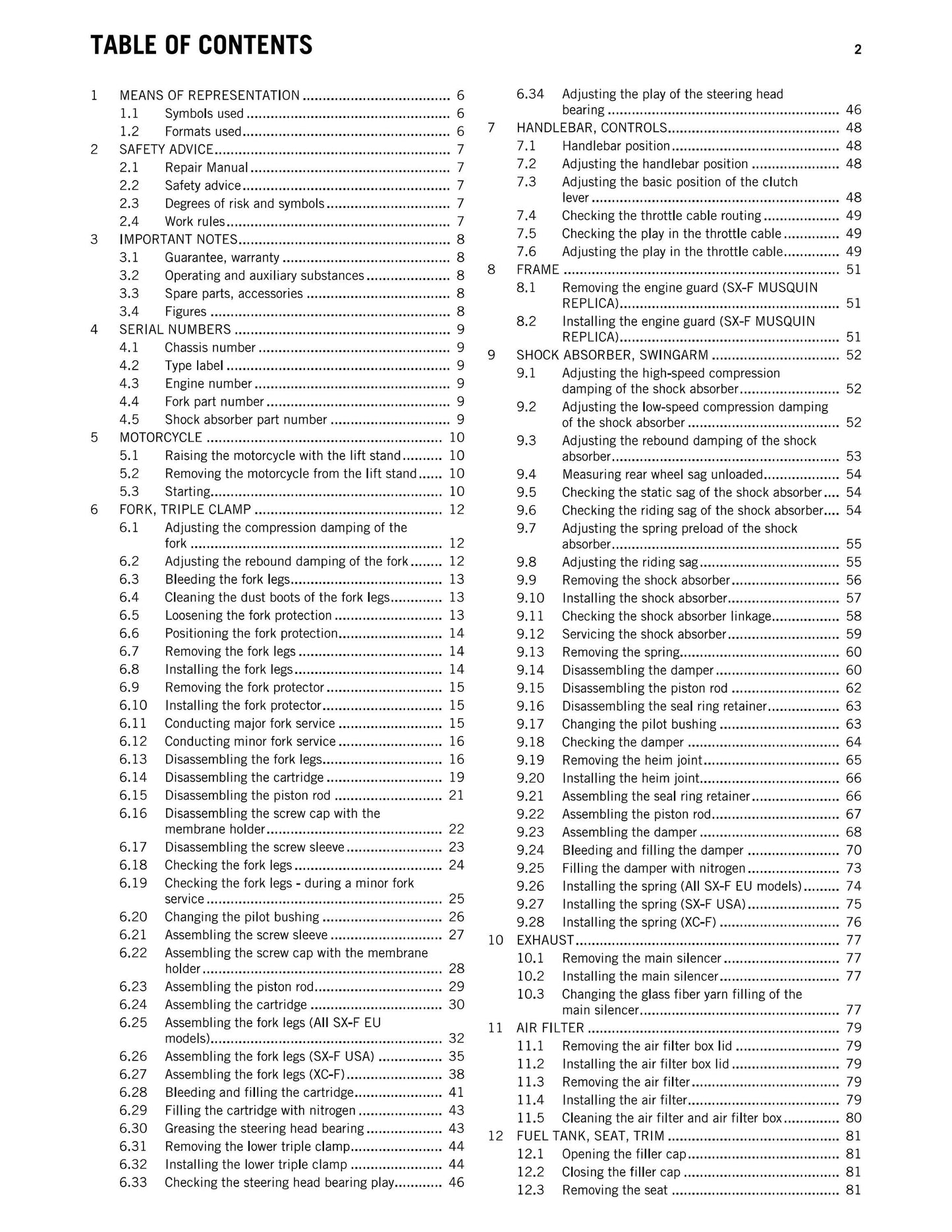 KTM 2011 - 250 Sx-f Musquin Replica Xc-f - Service Workshop Repair Manual