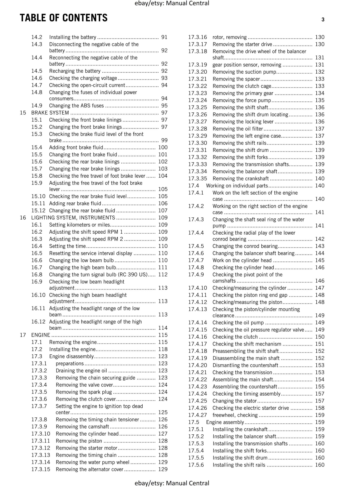 KTM 2015 - RC 390 - Service Workshop Repair Manual