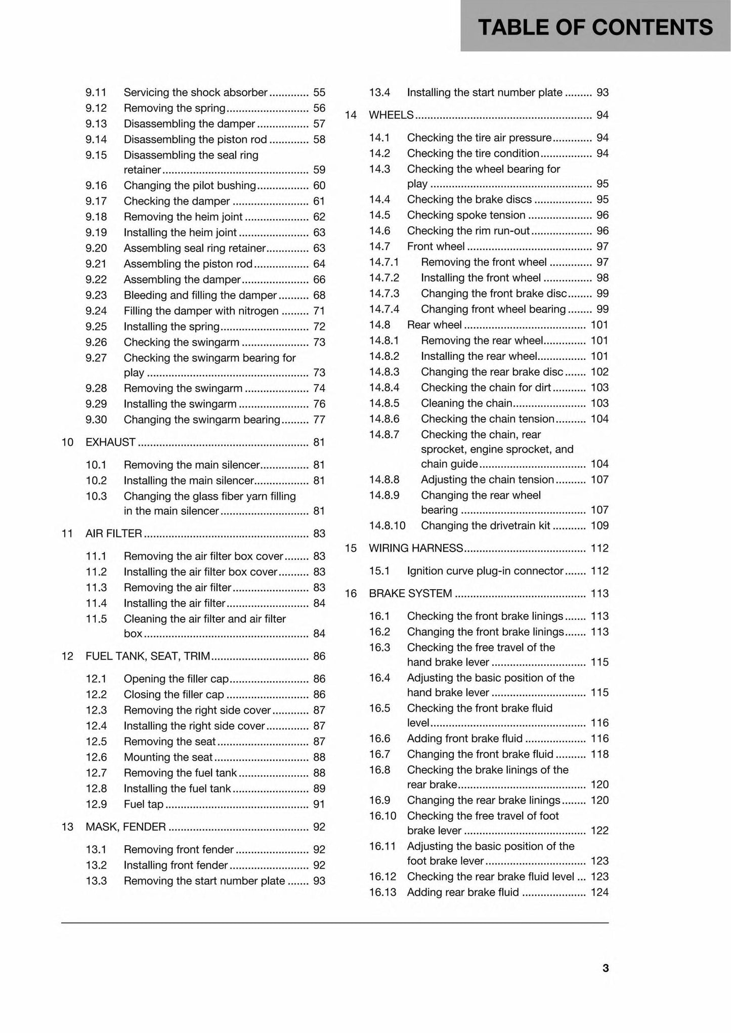 Husqvarna 2016 - TC 125 - Service Workshop Repair Manual