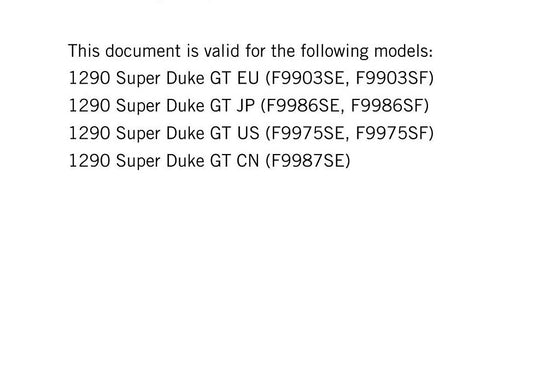 KTM 2019 - 1290 Super Duke GT - Service Workshop Repair Manual