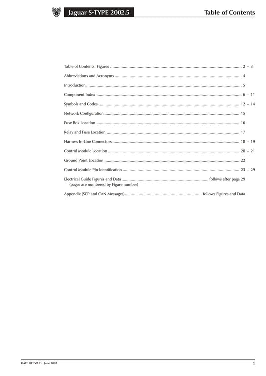 Jaguar S-Type -2002.5 Model Year - Electrical Guide - Circuit Wiring Diagrams