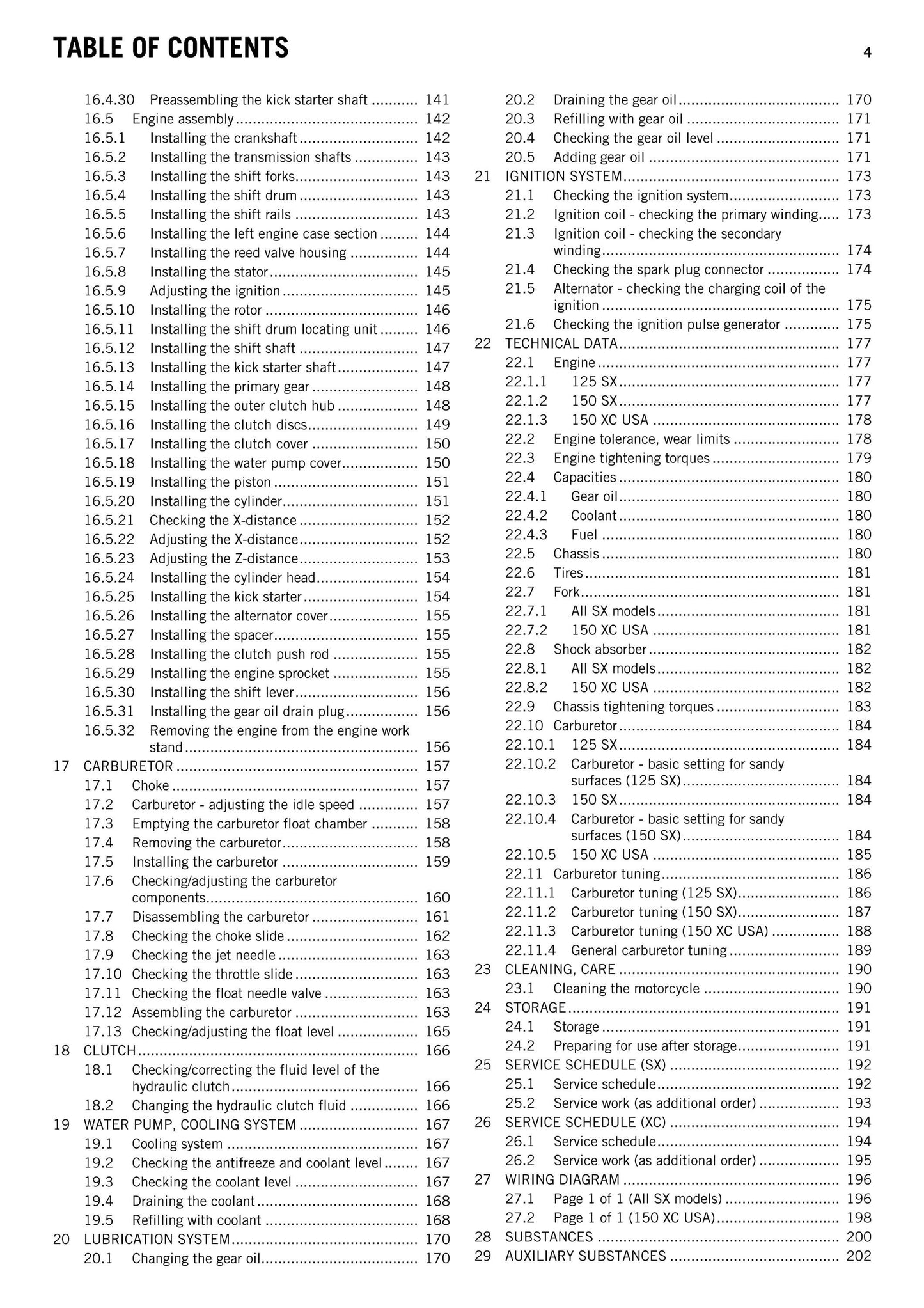 KTM 2012 - 125 150 SX XC - Workshop Service Repair Manual