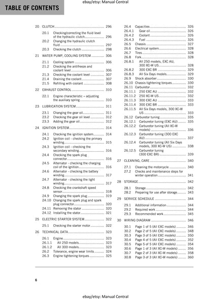 KTM 2018 - 250 300 Exc Six Days Xc-w - Service Workshop Repair Manual