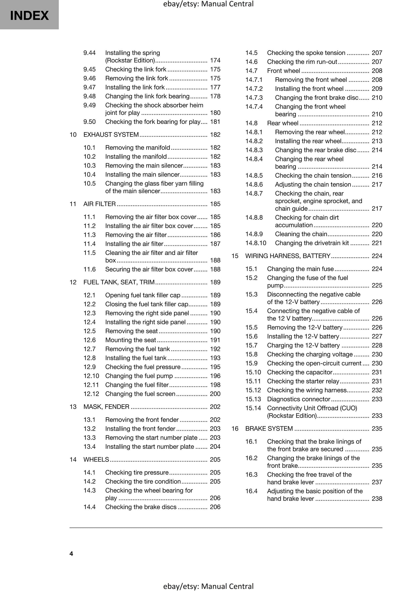 Husqvarna 2024 - FC 250 Rockstar Edition - Service Workshop Repair Manual