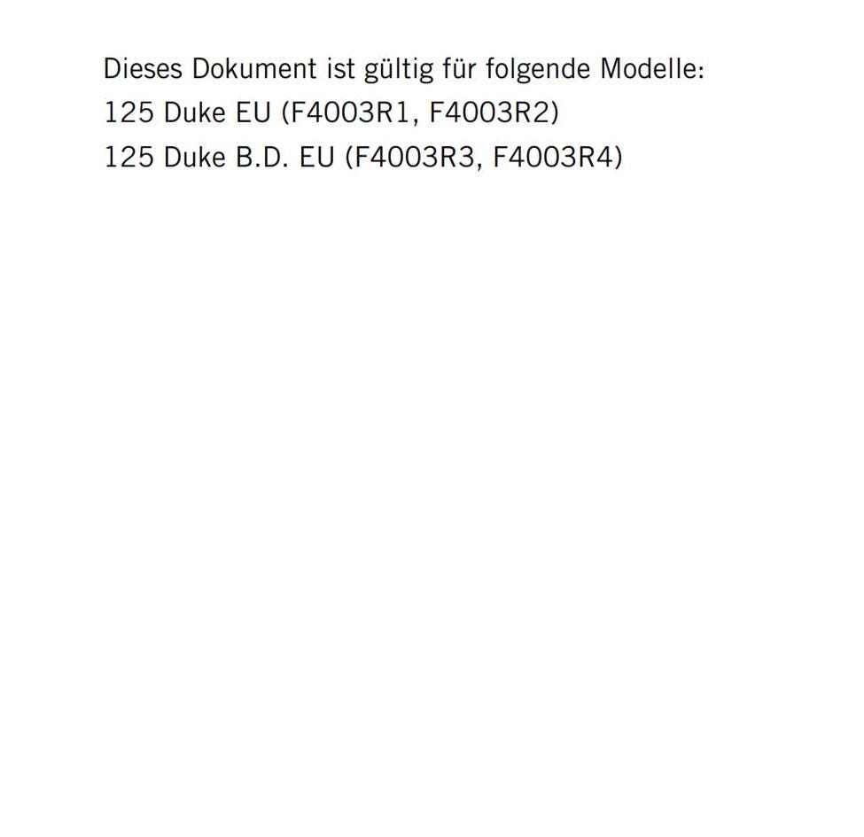 German Language - KTM 2018 - 125 DUKE - Reparaturanleitung - Service Workshop Repair Manual