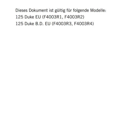German Language - KTM 2018 - 125 DUKE - Reparaturanleitung - Service Workshop Repair Manual