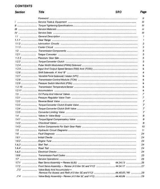 Jaguar Powertrain Automatic Transmissions - Workshop Service Repair Manual - 1994 EDITION