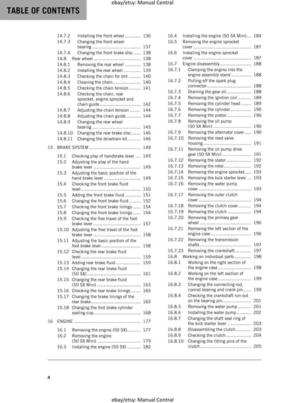 KTM 2018 - 50 Sx Mini - Service Workshop Repair Manual