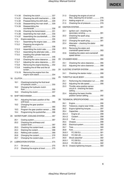 Husqvarna 2024 - FC 250 - Service Workshop Repair Manual