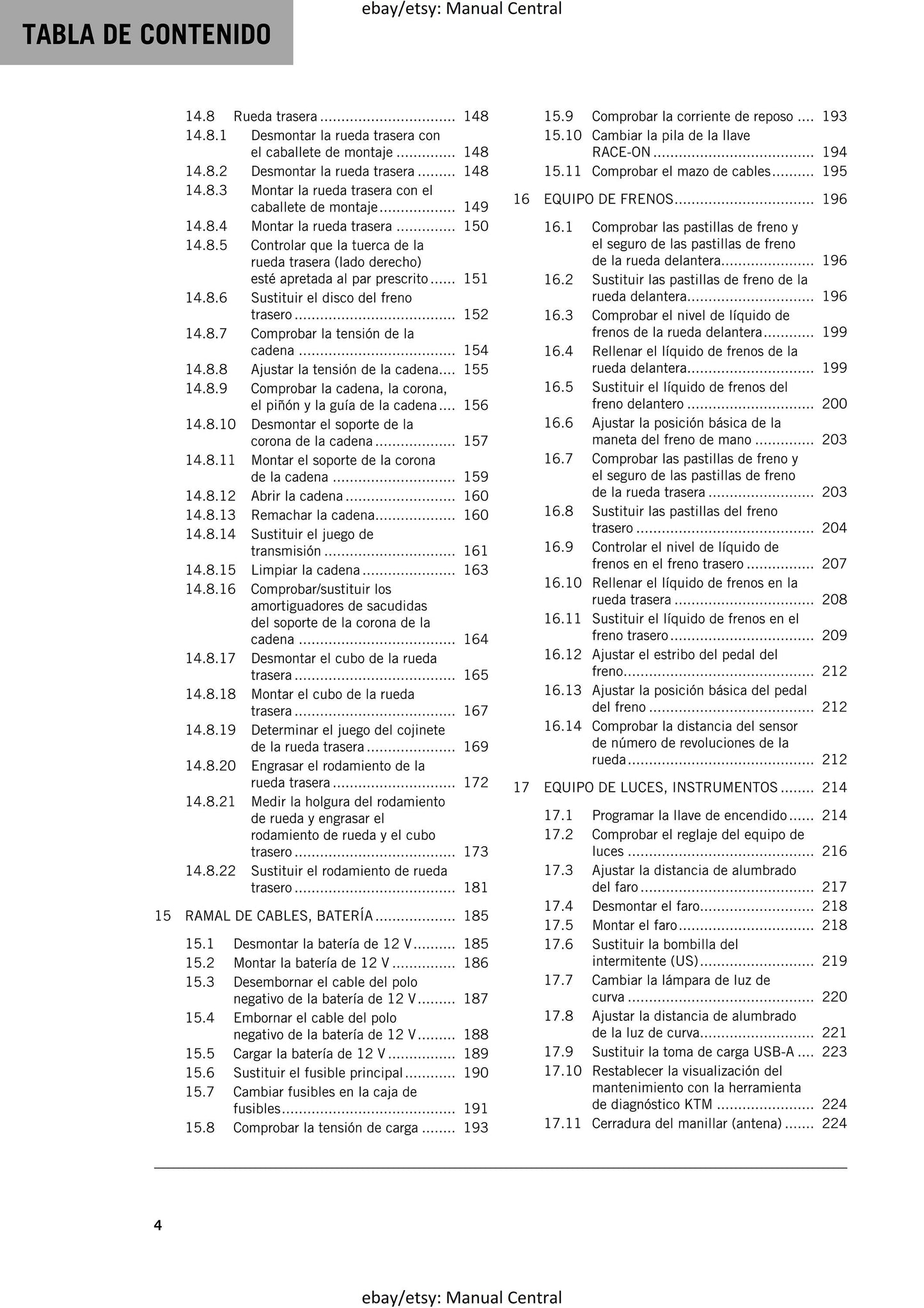 Spanish Language - KTM 2023 - 1290 Super Duke GT - Manual de Reparacion