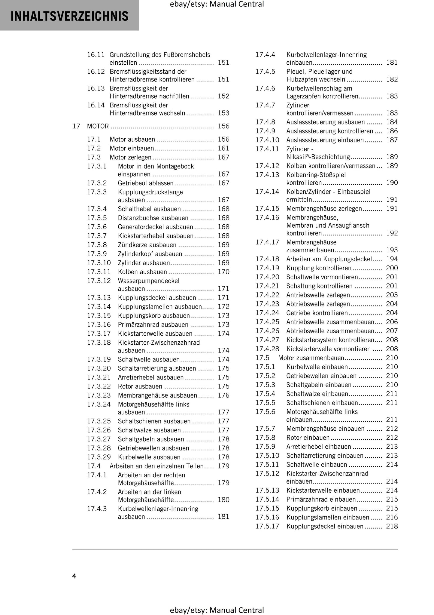 German Language - KTM 2020 - 125 150 SX - Reparaturanleitung - Service Workshop Repair Manual