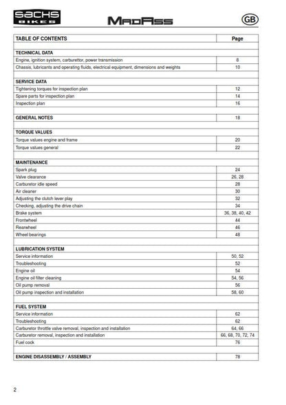 Sachs Madass 50 Workshop Service Repair Manual - English & German Language