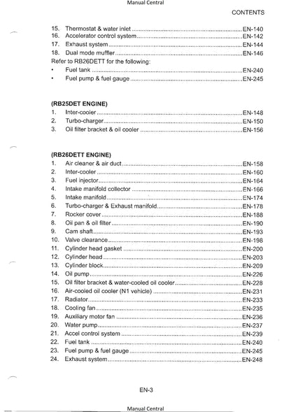 Nissan R33 Engines - RB20E RB25DE RB25DET RB26DETT - Workshop Service Repair Manual