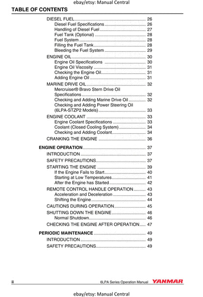 Yanmar Marine Engine - 6LPA STP2 STZP2 Operation Manual