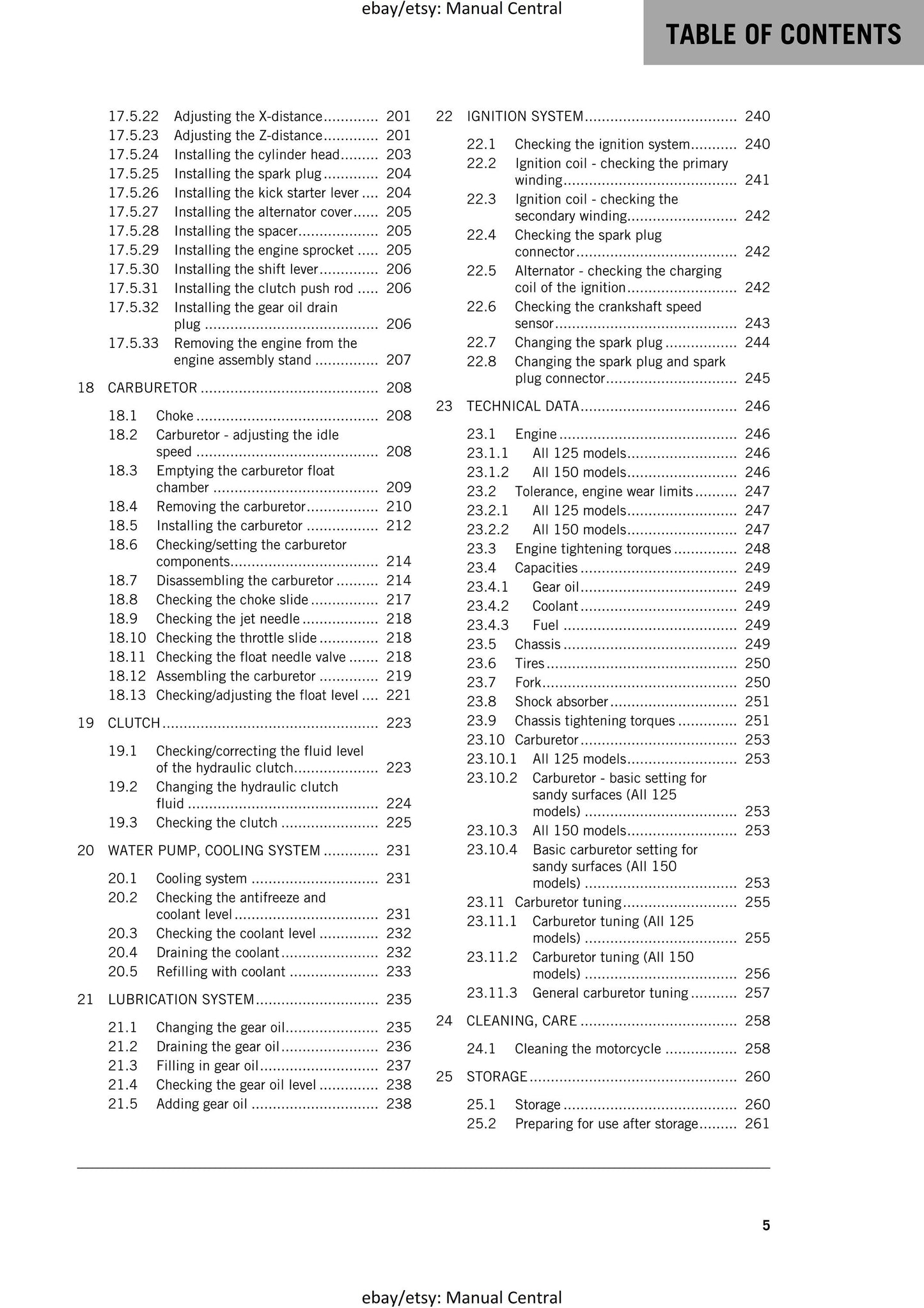 KTM 2017 - 125 150 SX - Service Workshop Repair Manual