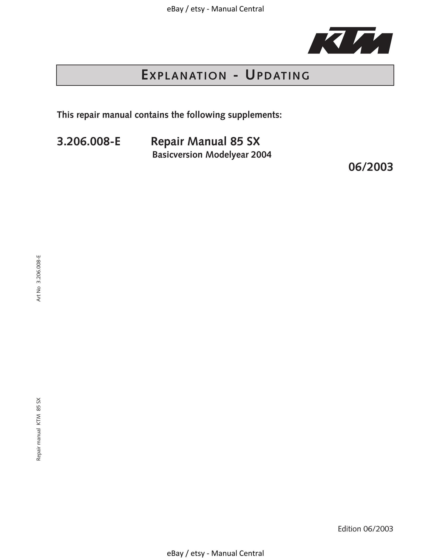 KTM 2004 - 85 SX - Engine Service Workshop Repair Manual