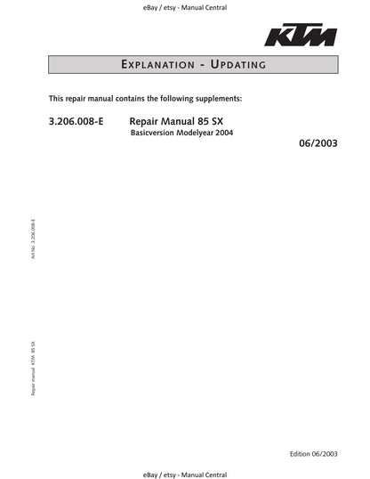 KTM 2004 - 85 SX - Engine Service Workshop Repair Manual