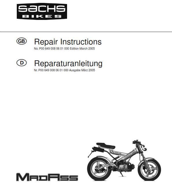 Sachs Madass 50 Workshop Service Repair Manual - English & German Language