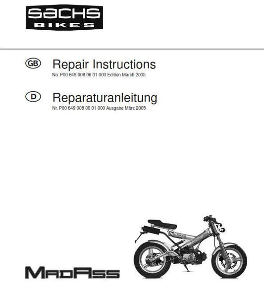 Sachs Madass 50 Workshop Service Repair Manual - English & German Language