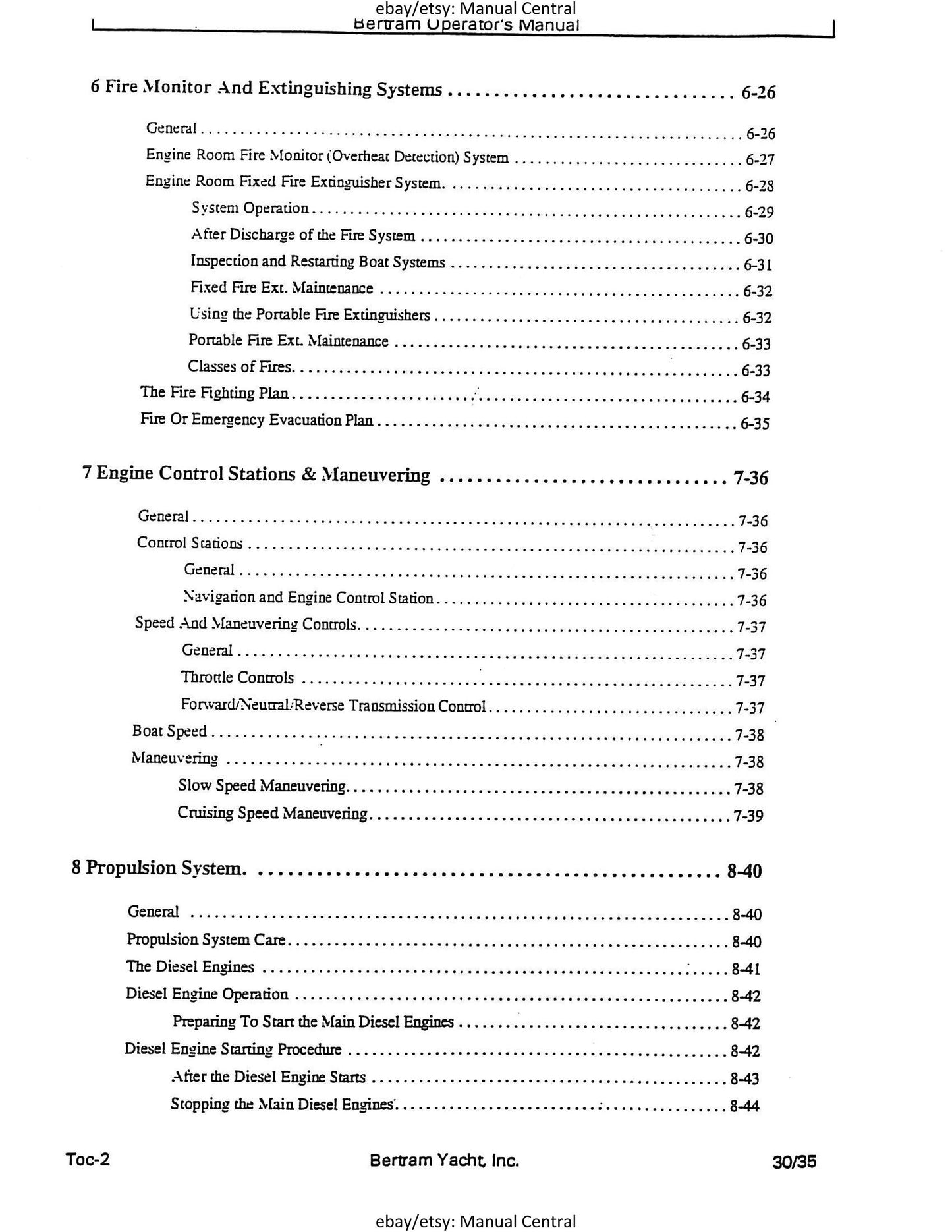 Bertram 36 Convertible  - Owners Manual