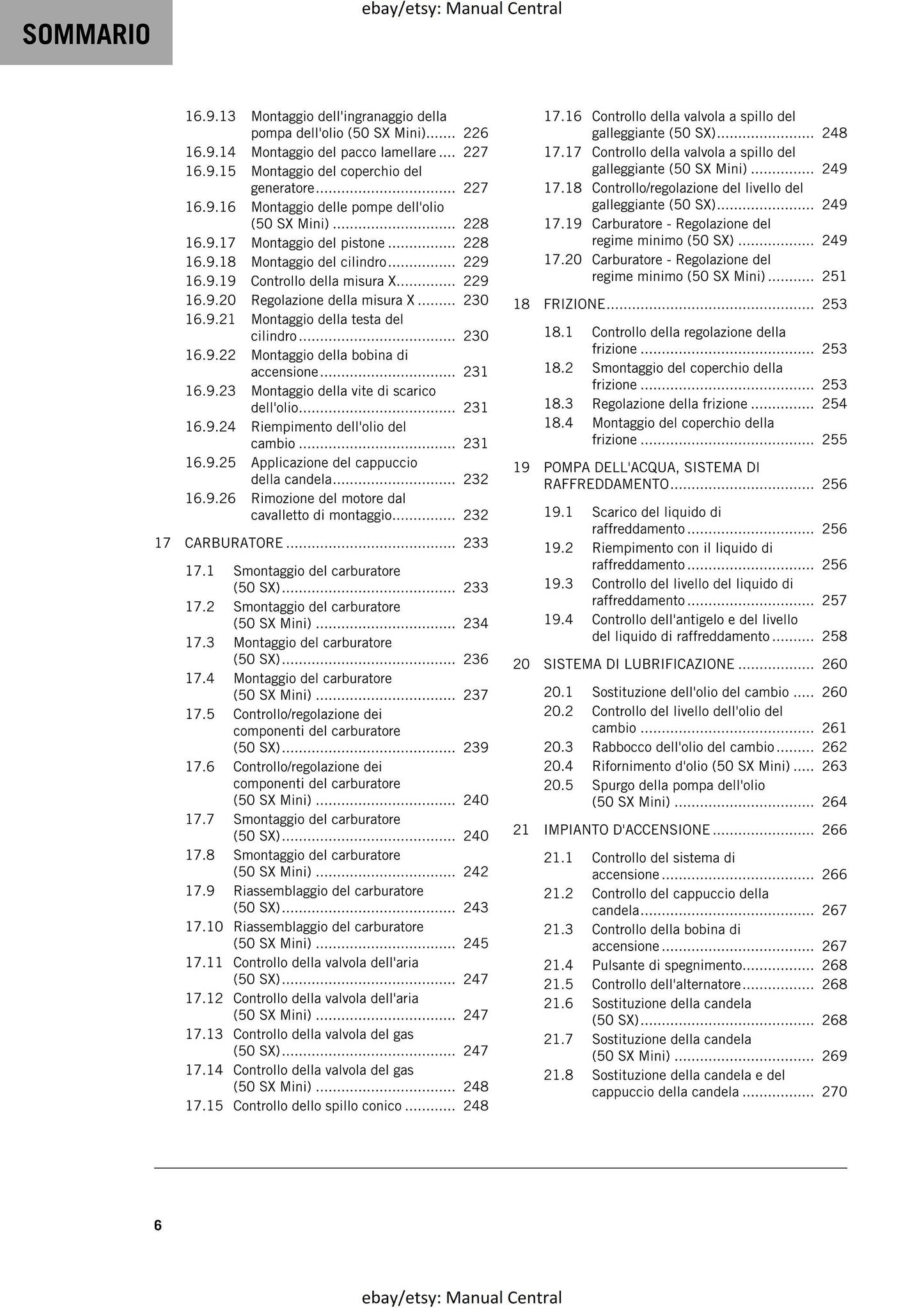 PDF - Italian Language - KTM 2019 - 50 SX & Mini - Manuale Di Riparazione