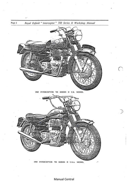 1969 to 1970 Royal Enfield 750 Seven Fifty Interceptor Series 2 II Workshop Service Repair Manual