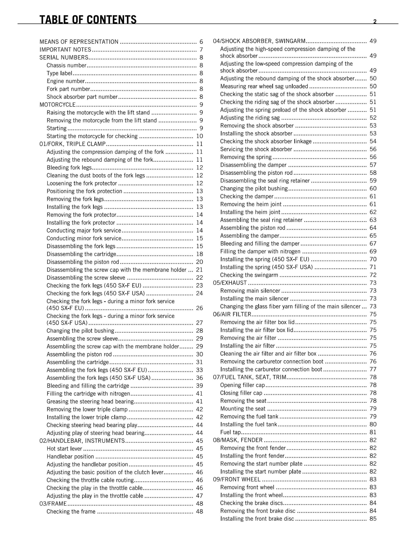 KTM 2011 - 450 Sx-f - Service Workshop Repair Manual