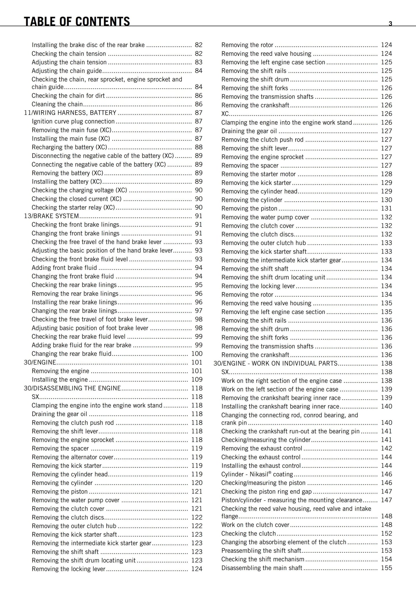 KTM 2011 - 250 300 SX XC - Service Workshop Repair Manual