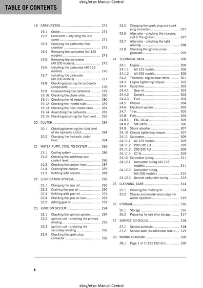 KTM 2016 - 125 200 EXC XC-W - Service Workshop Repair Manual