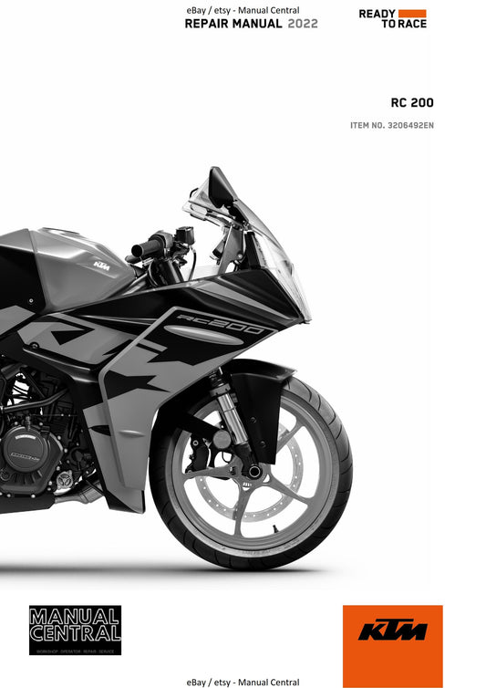 KTM 2022 - RC 200 - Service Workshop Repair Manual
