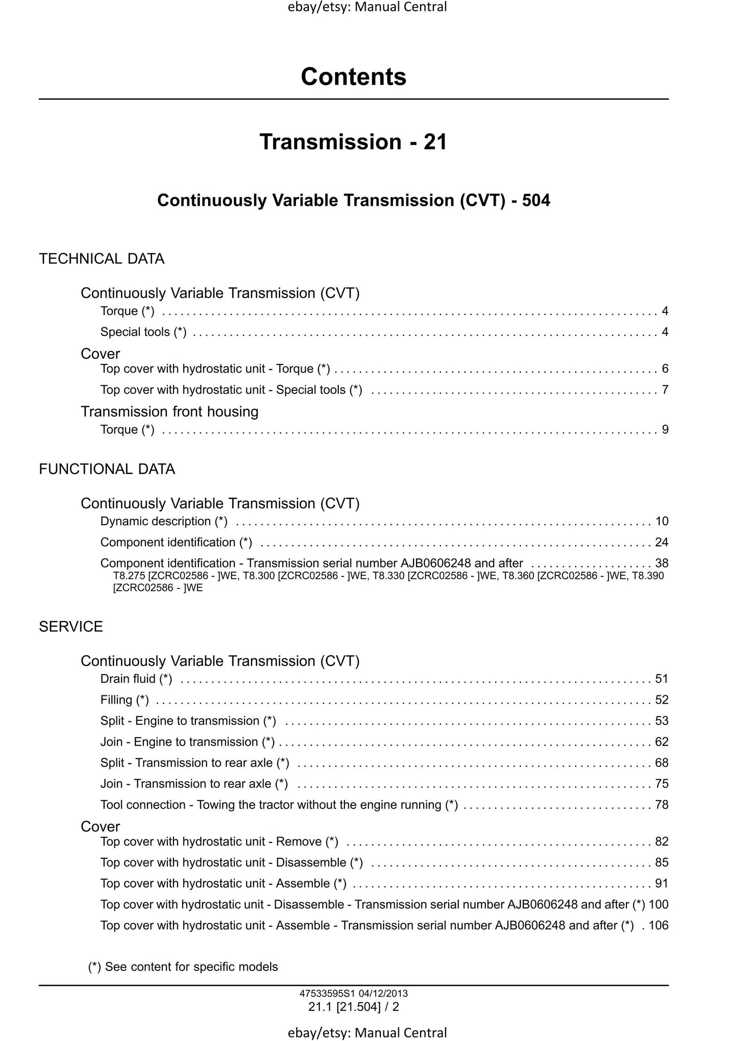 New Holland - T8.275 T8.300 T8.330 T8.360 T8.390 T8.420 CVT Tractor - Workshop Service Repair Manual