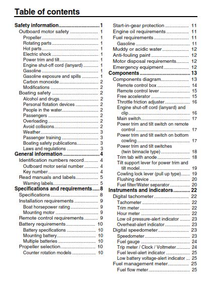Yamaha F250G FL250G Owners User Manual Guide - 2011